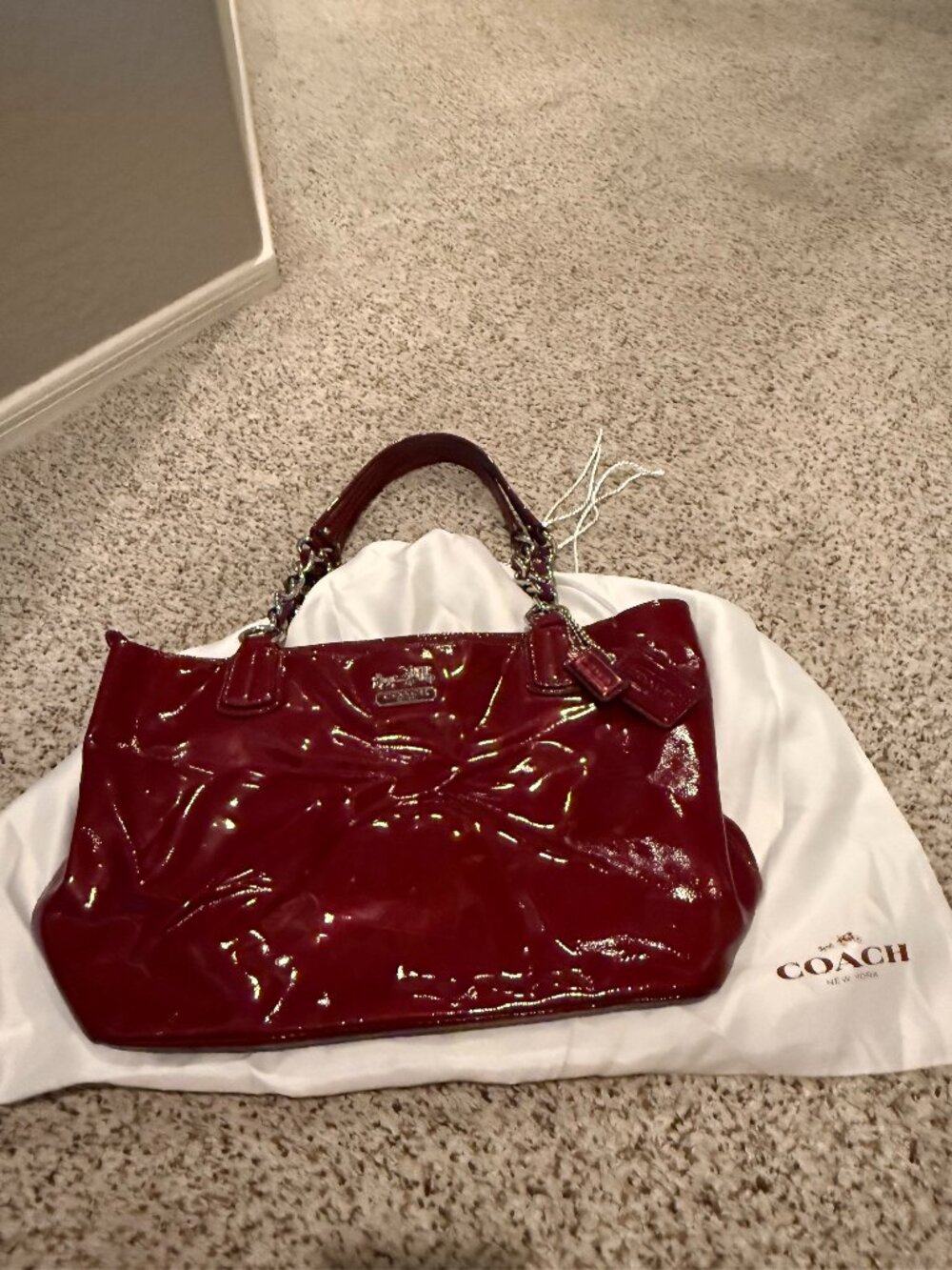 Coach | Patent Leather Shoulder Tote Bag | Candy Apple Red